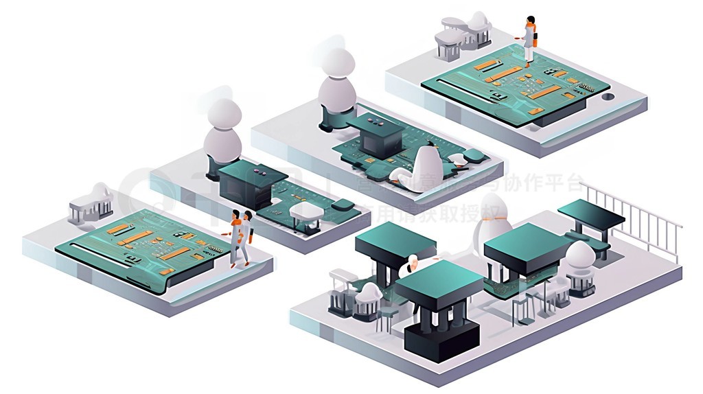 半導(dǎo)體芯片制造的藝術(shù)呈現(xiàn) 集成電路設(shè)計插畫元素